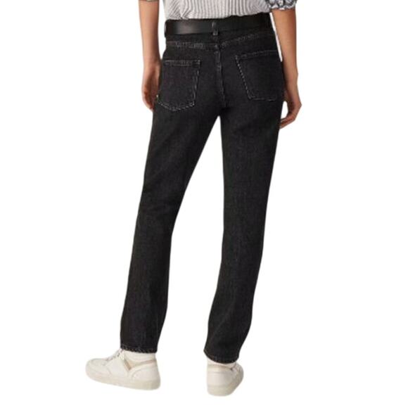 ba&sh Balm Two-tone Cropped Ankle Jeans Slim Straight Dark Blue and Black Large - Picture 4 of 16